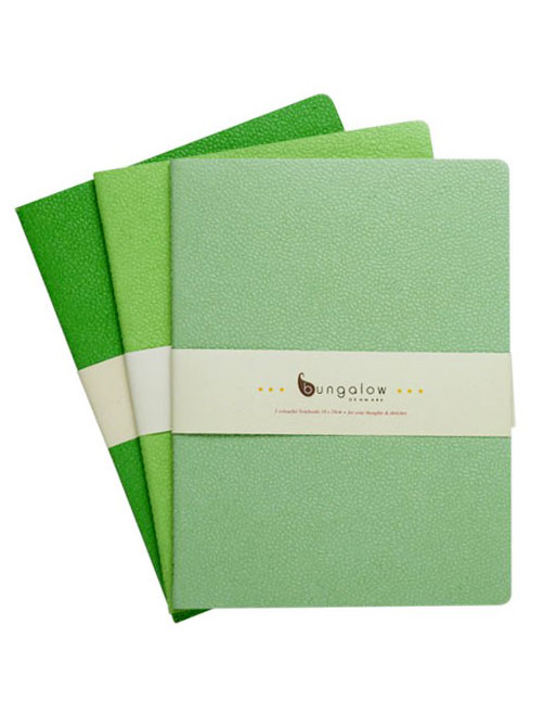 Bungalow Anteckningsblock - Grön 3-pack